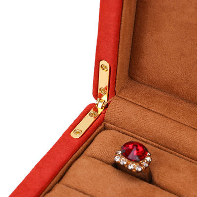 Op maat gemaakte oranje microvezel leer sieraden doos voor stud armband en ring 19.5*11*5cm