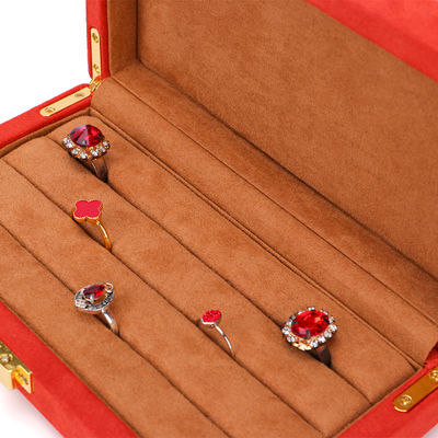 Op maat gemaakte oranje microvezel leer sieraden doos voor stud armband en ring 19.5*11*5cm