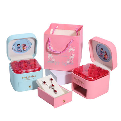 Custom Size Rose Immortal Drawer Bloem Juwelen Doos Voor Stud Oorbellen Hanger