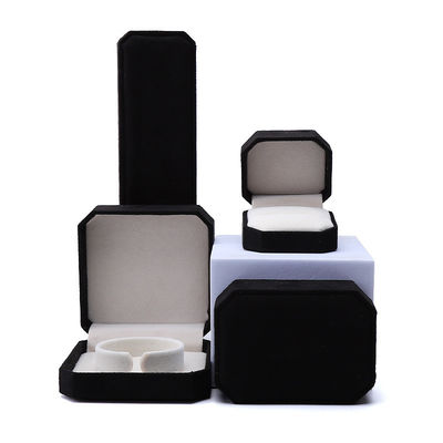 kopen Aanpassing Rectangle Zwarte Flannelette Sieraden Doos voor Halskettingen Armbanden en Ringen online manufacture