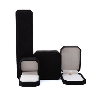 Aanpassing Rectangle Zwarte Flannelette Sieraden Doos voor Halskettingen Armbanden en Ringen