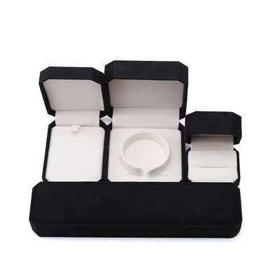Aanpassing Rectangle Zwarte Flannelette Sieraden Doos voor Halskettingen Armbanden en Ringen