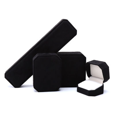 Aanpassing Rectangle Zwarte Flannelette Sieraden Doos voor Halskettingen Armbanden en Ringen