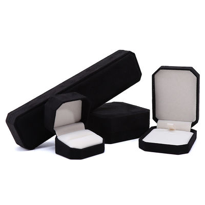 Aanpassing Rectangle Zwarte Flannelette Sieraden Doos voor Halskettingen Armbanden en Ringen