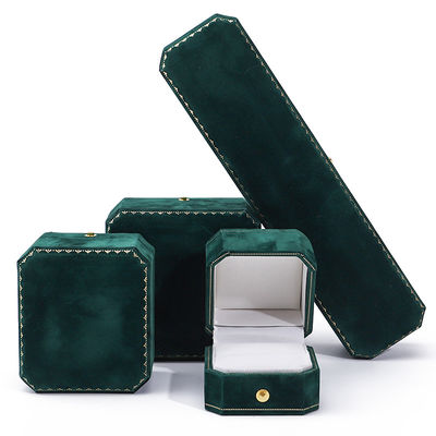 Custom Logo Groen fluwelen juwelen doos voor hanger oorbellen Armband halsketting Ring