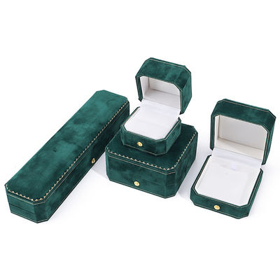 Custom Logo Groen fluwelen juwelen doos voor hanger oorbellen Armband halsketting Ring