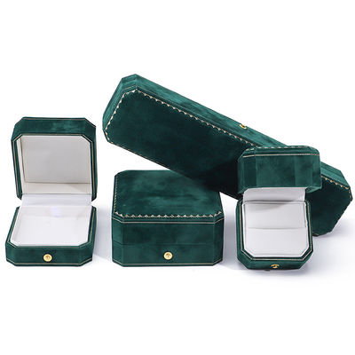 Custom Logo Groen fluwelen juwelen doos voor hanger oorbellen Armband halsketting Ring
