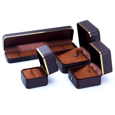 kopen Koffiestijl leer sieraden verpakkingsdoos voor stud oorbellen halsketting horloge en ring online manufacture
