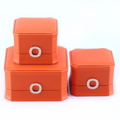 Vierkante Oranje PU Lederen Juwelen Verpakkingsdoos voor halsketting Armband en trouwring