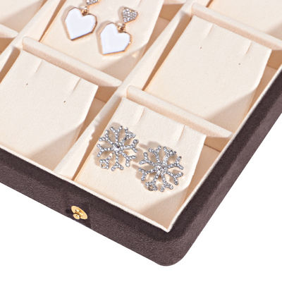 Koffie Kleur Microfiber Lederen Juwelen Doos voor halsketting Armband Stud Set en Ring