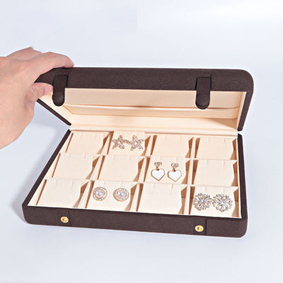 Koffie Kleur Microfiber Lederen Juwelen Doos voor halsketting Armband Stud Set en Ring