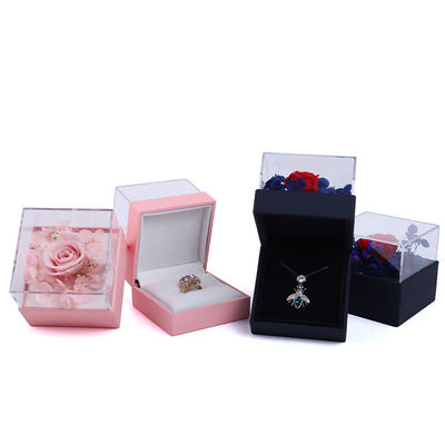 Vierkante rozen bloemen sieraden verpakkingsdoos bloemen ring doos voor cadeautje Custom Design