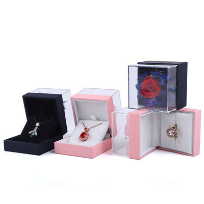 Vierkante rozen bloemen sieraden verpakkingsdoos bloemen ring doos voor cadeautje Custom Design