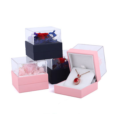 Vierkante rozen bloemen sieraden verpakkingsdoos bloemen ring doos voor cadeautje Custom Design