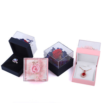 Vierkante rozen bloemen sieraden verpakkingsdoos bloemen ring doos voor cadeautje Custom Design