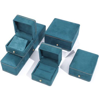 Groothandel Productie Luxe Juwelen Doos Gepersonaliseerd Hoogwaardig Ketting Armband Oorbellen Ring Juwelen Set Verpakking Fluweelblauw Juwelen Doos met logo