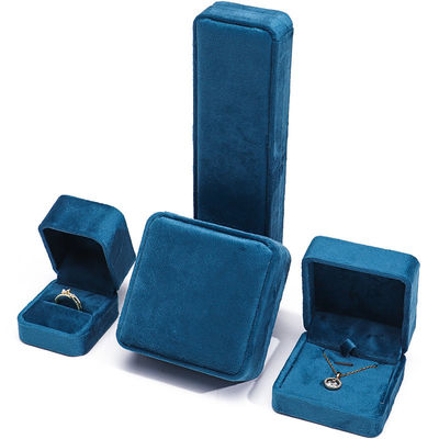 Groothandel productie warm verkopen Luxe Juwelen Doos Gepersonaliseerd Custom logo High end Blauwe halsketting Armband Oordelen Ring Verpakking Fluwelen Juwelen Doos