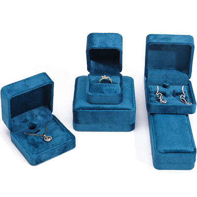 Groothandel productie warm verkopen Luxe Juwelen Doos Gepersonaliseerd Custom logo High end Blauwe halsketting Armband Oordelen Ring Verpakking Fluwelen Juwelen Doos