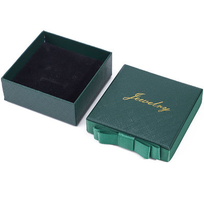 Groene halsketting oorbellen Ring Papier Juwelen Geschenkdoos Op maat Grootte Reghoekige vorm