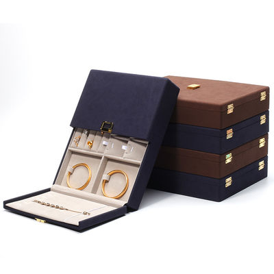 Blauwe microvezel leer juwelen cadeaubon Custom juwelen verpakking 29x23x5cm