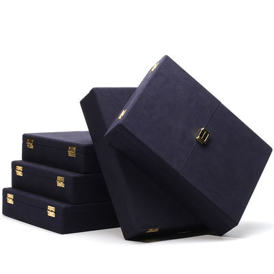 Blauwe microvezel leer juwelen cadeaubon Custom juwelen verpakking 29x23x5cm