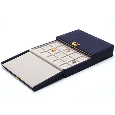 Blauwe microvezel leer juwelen cadeaubon Custom juwelen verpakking 29x23x5cm