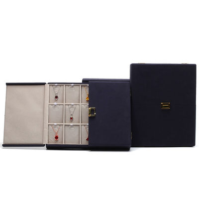 Blauwe microvezel leer juwelen cadeaubon Custom juwelen verpakking 29x23x5cm