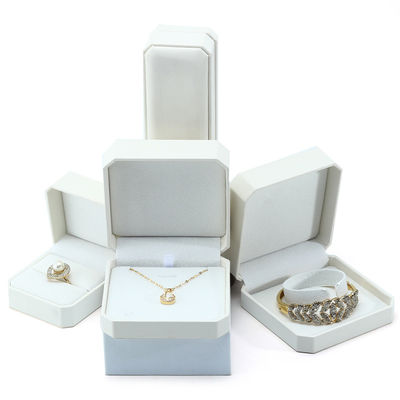 Hanhong sieraden pakket voor oorbellen Armband opslagdoos in wit leer 10*10*5cm