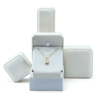 Hanhong sieraden pakket voor oorbellen Armband opslagdoos in wit leer 10*10*5cm