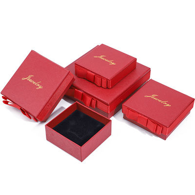 Custom Logo Rood Papier Juwelen Doos Voor Halsketting Oornaden Ring Handgemaakte rechthoek
