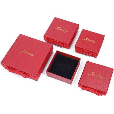 Custom Logo Rood Papier Juwelen Doos Voor Halsketting Oornaden Ring Handgemaakte rechthoek