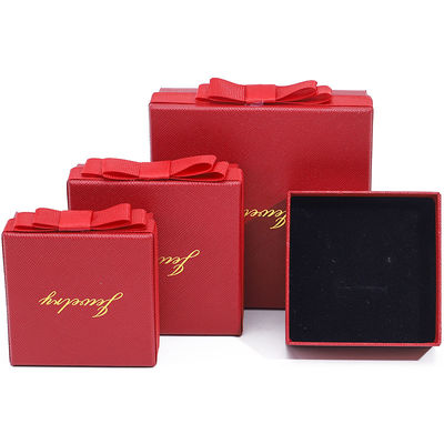 Custom Logo Rood Papier Juwelen Doos Voor Halsketting Oornaden Ring Handgemaakte rechthoek