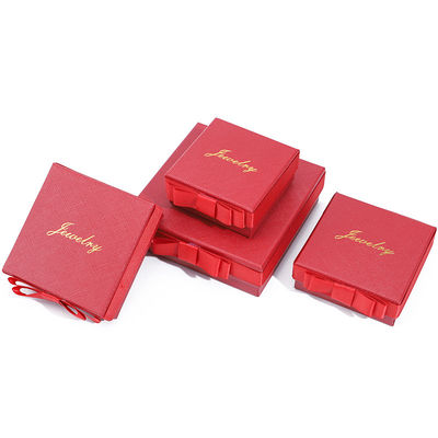 Custom Logo Rood Papier Juwelen Doos Voor Halsketting Oornaden Ring Handgemaakte rechthoek