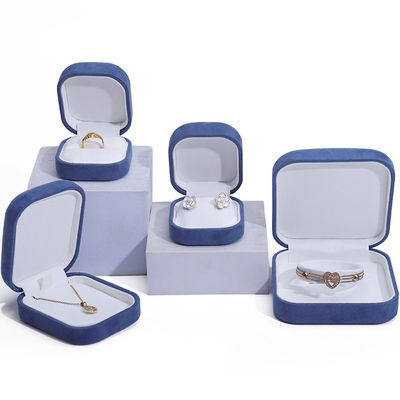 Velvet materiaal juwelen doos voor op maat gemaakte luxe halsketting ring oorbellen opslagdoos
