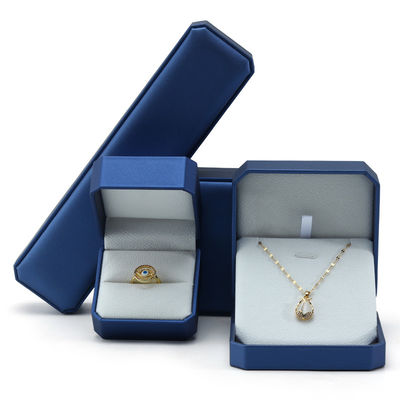 kopen Navy Convex Faux Leer Juwelen Doos Duurzaam Luxe Verpakking Doos Pakket online manufacture