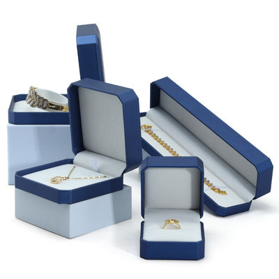 Navy Convex Faux Leer Juwelen Doos Duurzaam Luxe Verpakking Doos Pakket