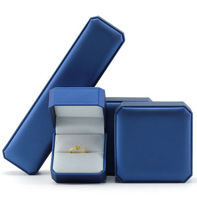 Navy Convex Faux Leer Juwelen Doos Duurzaam Luxe Verpakking Doos Pakket