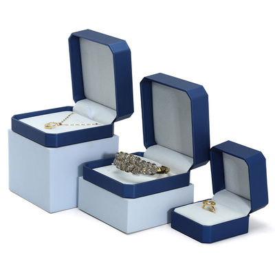 Navy Convex Faux Leer Juwelen Doos Duurzaam Luxe Verpakking Doos Pakket