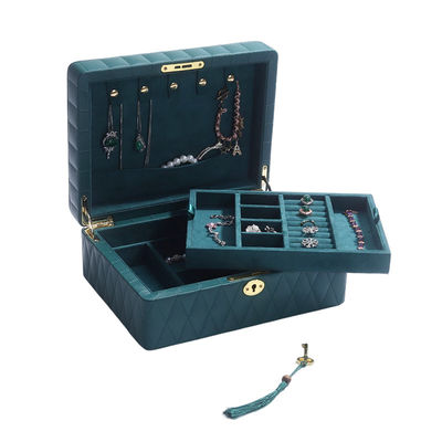 Multifunktioneel Diamantkorrels Juwelenopslagdoos Lederen Juwelenorganisator Met Tassel