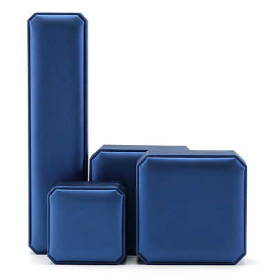 Navy Convex Faux Leer Juwelen Doos Duurzaam Luxe Verpakking Doos Pakket