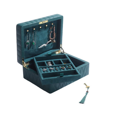 Multifunktioneel Diamantkorrels Juwelenopslagdoos Lederen Juwelenorganisator Met Tassel