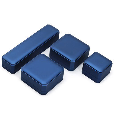 Navy Convex Faux Leer Juwelen Doos Duurzaam Luxe Verpakking Doos Pakket