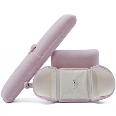 kopen Smaakvolle Purple Velvet Juweliersdoos Clamshell-vormige behuizing met knop sluiting online manufacture