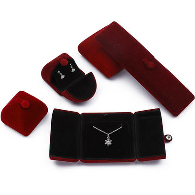 kopen Donkerrood zacht fluweel sieraden doos Clamshell in de vorm van sieraden set Doos Verpakking online manufacture