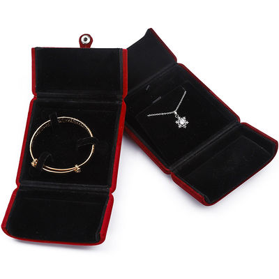 Donkerrood zacht fluweel sieraden doos Clamshell in de vorm van sieraden set Doos Verpakking
