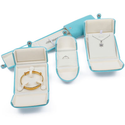 kopen Cyan zachte gladde fluweel sieraden verpakkingsdoos Clamshell in de vorm van sieraden cadeau doos online manufacture