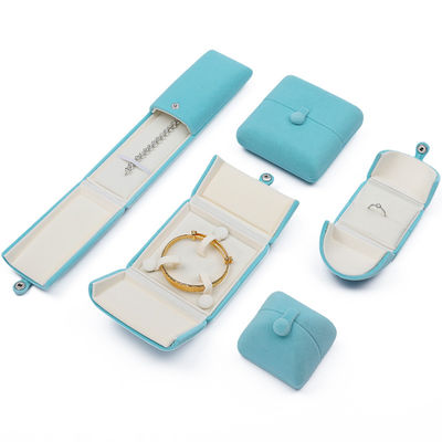Cyan zachte gladde fluweel sieraden verpakkingsdoos Clamshell in de vorm van sieraden cadeau doos