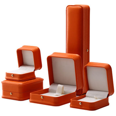 kopen Orange Snow Grain Noble PU Leer Juwelen Doos voor Luxe opslagverpakking online manufacture