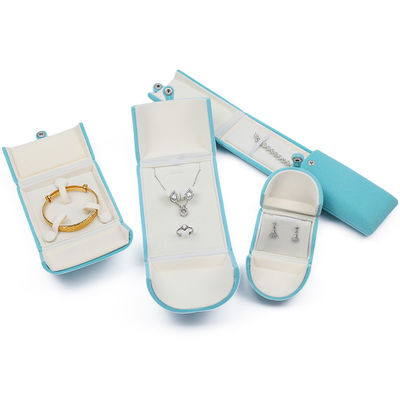 Cyan zachte gladde fluweel sieraden verpakkingsdoos Clamshell in de vorm van sieraden cadeau doos