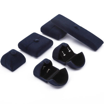 kopen Donkerblauwe Clamshell in de vorm van fluweel Juwelenopslagkas Juwelenverpakkingsdoos online manufacture